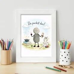 Steinbild Prüfung personalisiert – Du packst das – Geschenk Abitur Führerschein Abschluss