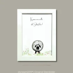 Steinbild Prüfung Schaf personalisiert – Komme was wolle ich Schaf das – Geschenk Abitur Abschluss