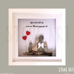 Steinbild Trauer personalisiert – Liebe hört nicht auf wenn ein Mensch gegangen ist – Erinnerungsbild