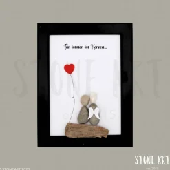Steinbild Trauer personalisiert – Für immer im Herzen – Trauergeschenk Erinnerungsbild