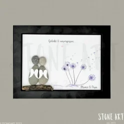 Steinbild Trauer personalisiert – Geliebt und unvergessen – Trauergeschenk Erinnerungsbild