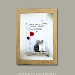 Steinbild Trauer personalisiert – Wenn die Sonne des Lebens untergeht – Trauergeschenk Erinnerungsbild