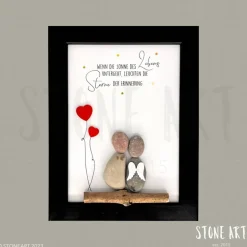 Steinbild Trauer personalisiert – Wenn die Sonne des Lebens untergeht – Trauergeschenk Erinnerungsbild