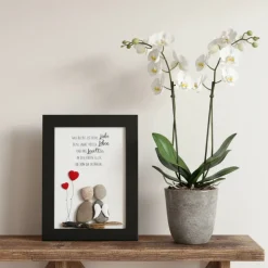 Steinbild Trauer personalisiert – Was bleibt ist deine Liebe – Trauergeschenk Erinnerungsbild