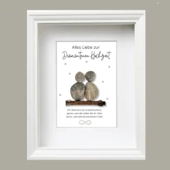 Steinbild zur Diamantenen Hochzeit – handgemachtes Geschenk zum 60. Hochzeitstag, optional mit Karte