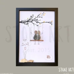 Steinbild zur Goldenen Hochzeit – handgemachtes Geschenk zum 50. Hochzeitstag, optional mit Karte