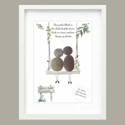 Steinbild zur Perlenhochzeit – persönliches Geschenk zum 30. Hochzeitstag, handgemacht & personalisierbar