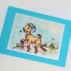 Steinbock 3 Karten Set Sternzeichen Druck vom Aquarell Set bunte Geburtstagskarte Wohndekor