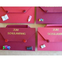 4St.Einladung zur Einschulung Schulanfang Einladungskarten Mädchen Ranzen Einladungen