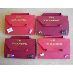 4St.Einladung zur Einschulung Schulanfang Einladungskarten Mädchen Ranzen Einladungen