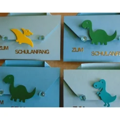 4St.Einladung zur Einschulung  Dino Dinosaurier Schulanfang Einladungskarten Jungen Schulstart