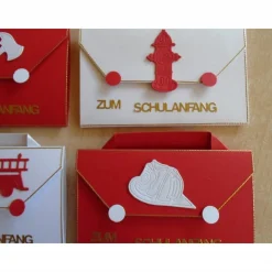 4St.Einladung zur Einschulung Feuerwehr Schulanfang Einladungskarten Jungen Einladungen
