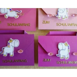 4St.Einladungskarten zur Einschulung Schulanfang Einladung Einhorn Mädchen Einladungskarte 1. Schultag Schulstart