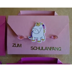 4St.Einladungskarten zur Einschulung Schulanfang Einladung Einhorn Mädchen Einladungskarte 1. Schultag Schulstart