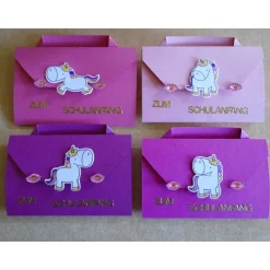 4St.Einladungskarten zur Einschulung Schulanfang Einladung Einhorn Mädchen Einladungskarte 1. Schultag Schulstart