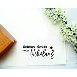 Stempel mit Stempeltext: "Schöne Grüße vom Nikolaus"