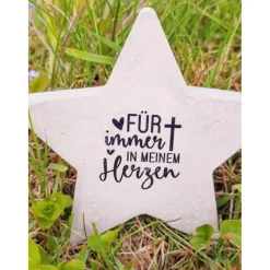 Stern aus Beton mit Schriftzug Grabschmuck Trauer Gedenken Vermissen Gedenkstein Erinnerung