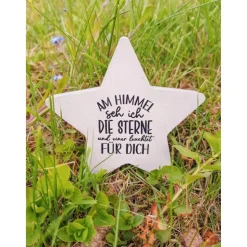 Stern aus Beton mit Schriftzug Grabschmuck Trauer Gedenken Vermissen Gedenkstein Erinnerung