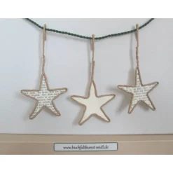 Stern aus Draht/Drahtstern, weiß o. mit Buchtext, als Christbaum-Schmuck, Geschenk-Anhänger, Deko für Weihnachten, 13 cm