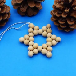 Stern aus Holzperlen, natur, Weihnachtsstern, Advent, Dekoration, Geschenkanhänger, Baumschmuck