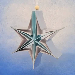 Stern in der Schachtel – 3D-Faltstern in Hellblau, Weiß & Silber mit Anleitung