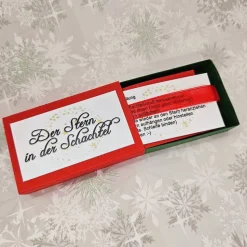 Stern in der Schachtel – 3D-Faltstern in Rot, Dunkelgrün & Gold glänzend mit Anleitung