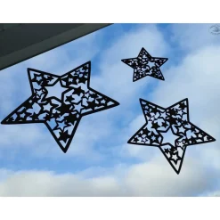 Sterne mit Sternmuster aus Holz, 3er-Set