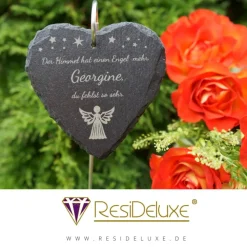 Sterne und Engel Schieferstecker Andenken Schiefer Trauergeschenk Grabschmuck Grabstecker Gravur Grabdeko Beerdigung