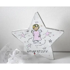 Sternenkind Andenken personalisiert – Shabby Stern Erinnerung mit Name & Datum