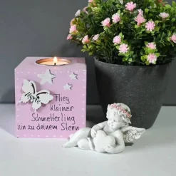 Sternenkind Trauerlicht – Andenken & Trostspender für Sternenkindeltern, Gedenklicht mit Schmetterling, Geschenk Erinnerung