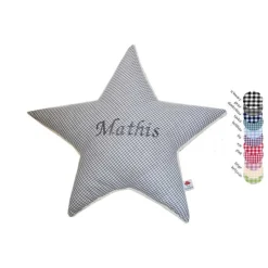 Sternenkissen mit Namen personalisiert, Vichykaro viele Farben