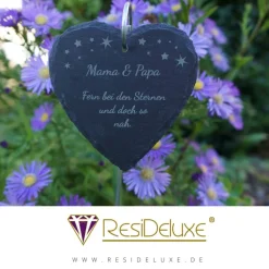 Sternenrand Schieferstecker Andenken Schiefer Trauergeschenk Grabschmuck Grabstecker Gravur Grabdeko Beerdigung