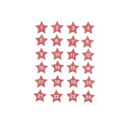 Sternensticker Holz rot Adventskalenderzahlen