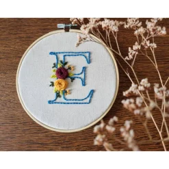 Stickbild Monogramm / Initialen - personalisiertes Geschenk zur Geburt ( 15 cm Rahmen)