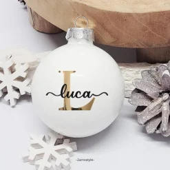 Sticker für Weihnachtskugeln "Name mit Großbuchstabe" NUR AUFKLEBER, Farbe & Name personalisierbar