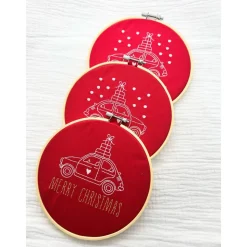 Stickrahmen Merry Chistmas Stickbild Weihnachtszauber Weihnachtsdeko Stickbild Weihnachtsauto Weihnachtsgeschenk