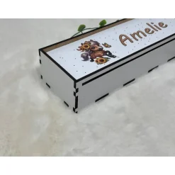 Stiftebox aus Holz personalisiert | Geschenk Einschulung| Federmäppchen Stifte Etui | Stifthalter Pferd