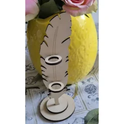 Stiftehalter Feder aus Holz mit personalisierbarem Kugelschreiber – Geschenkidee graviert