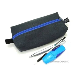 Stiftemäppchen anthrazit royalblau, Federmäppchen Universaltasche Schlamper, Kastentasche Kosmetik, by BuntMixxDESIGN