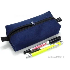 Stiftemäppchen dunkel BLAU Federmäppchen Universaltasche Schlamper, boxybag Kosmetik, by BuntMixxDESIGN