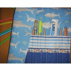 Stifterolle Rollmäppchen Meer Fische blau – 28 Fächer für kurze & lange Stifte, Häkelnadeln & Stricknadeln