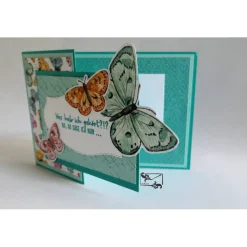 Stilvoll geformte Glückwunschkarte zum Geburtstag Stampin up! Mit Schmetterlingen handgefertigtes Unikat
