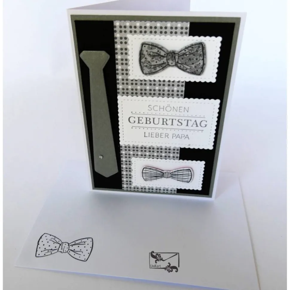 Stilvolle 3D Geburtstagskarte für Väter/ Papas mit Grußtext in Weiß/Grau Handarbeit Stampin'Up!