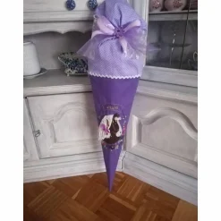 Stoff Schultüte mit Wunschname + Pferd, Stoff Zuckertüte, mit Wunschname + Pferde-Stickbild, Zuckertüte