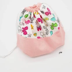 Stoffbeutel mit Zugband – Rosa Geschenkbeutel mit Schmetterlingen, waschbar & wiederverwendbar