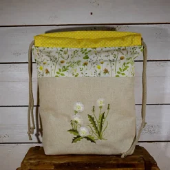 Stoffbeutel, Projekttasche, für Frühling und Sommer, bestickt