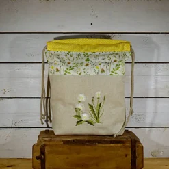 Stoffbeutel, Projekttasche, für Frühling und Sommer, bestickt