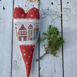 Stoffherz Weihnachtshäuser