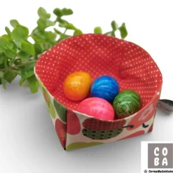 Stoffkörbchen Apfel Retro Design – Osternest aus Baumwolle, verstärkt, Deko & Aufbewahrung