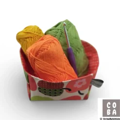 Stoffkörbchen Apfel Retro Design – Osternest aus Baumwolle, verstärkt, Deko & Aufbewahrung